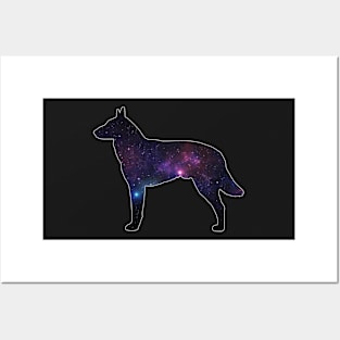 Galaxy Belgian Malinois Silhouette Posters and Art